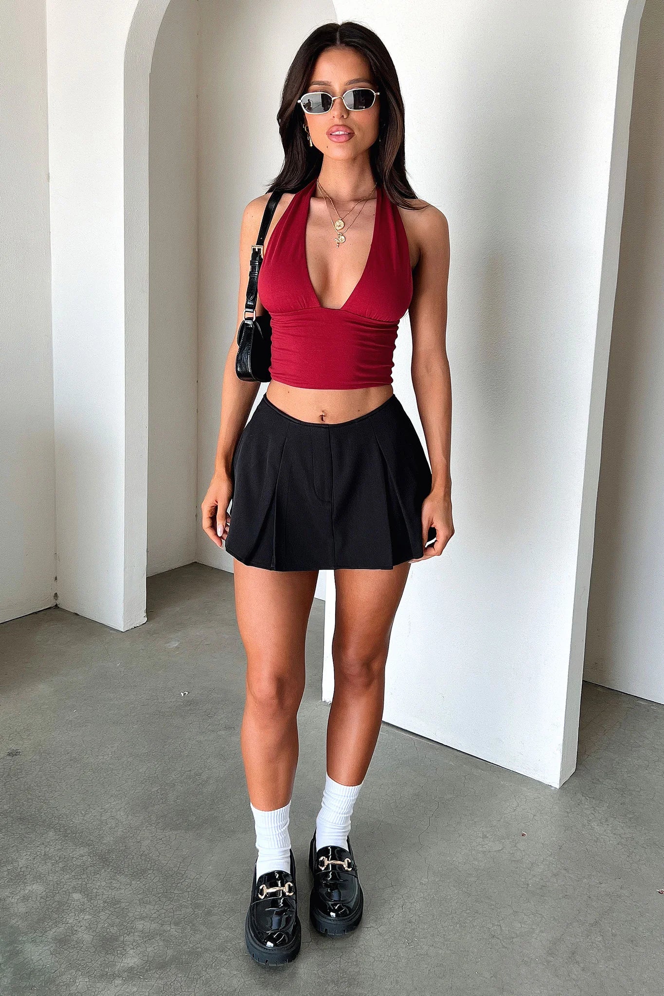 Orita Pleated Mini Skirt - Black