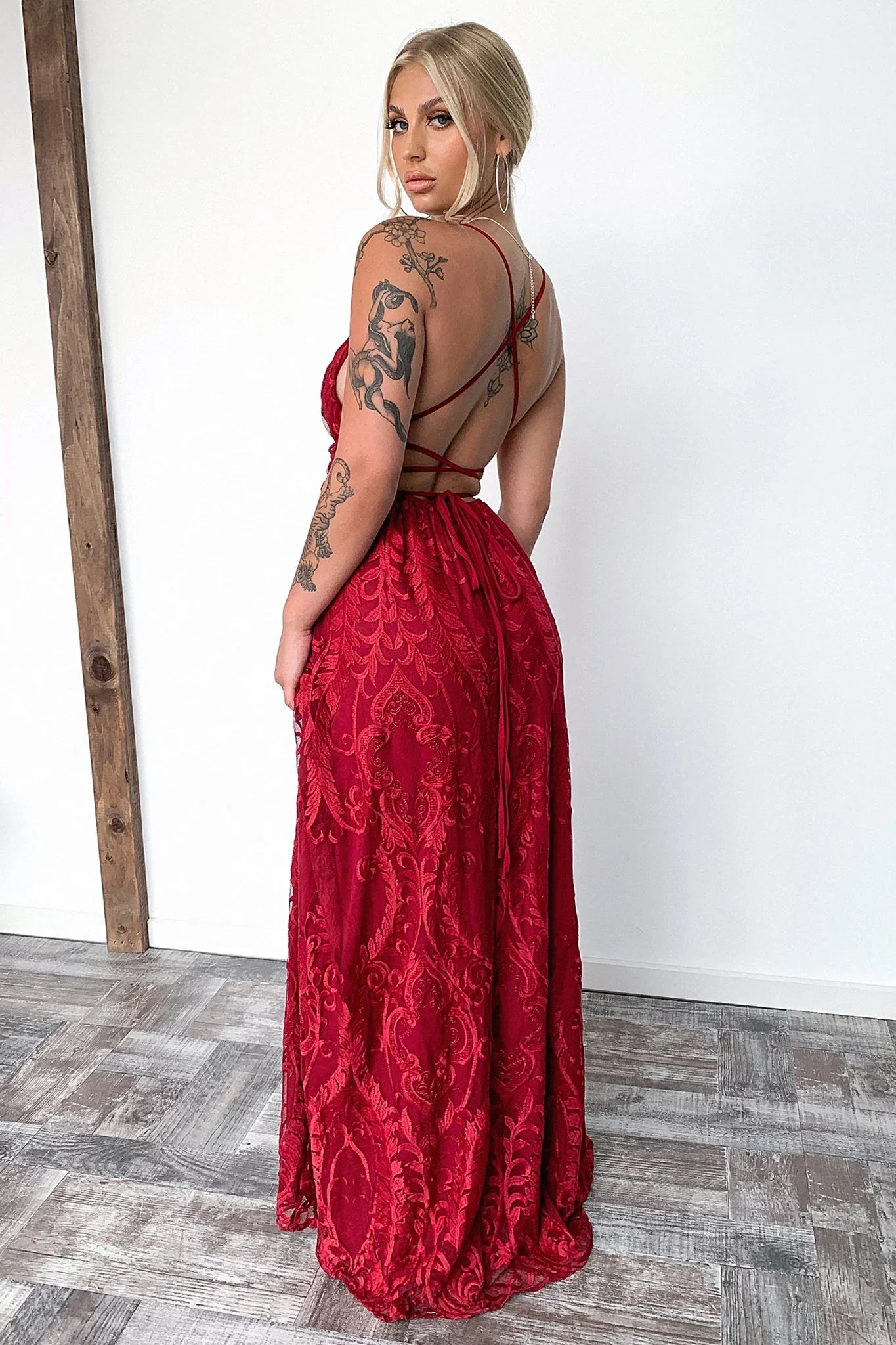 Scarlett Halter Maxi Dress - Burgundy
