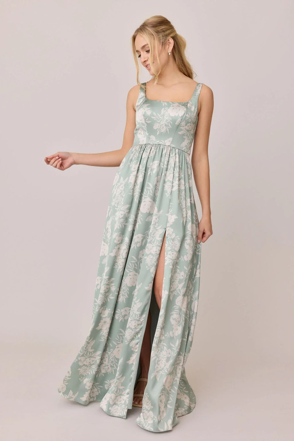 Satin Floral Print Dress | Made To Order
