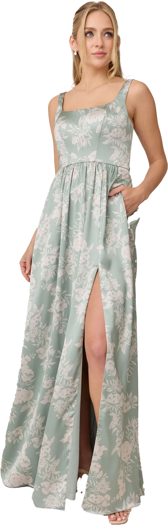 Satin Floral Print Dress | Made To Order