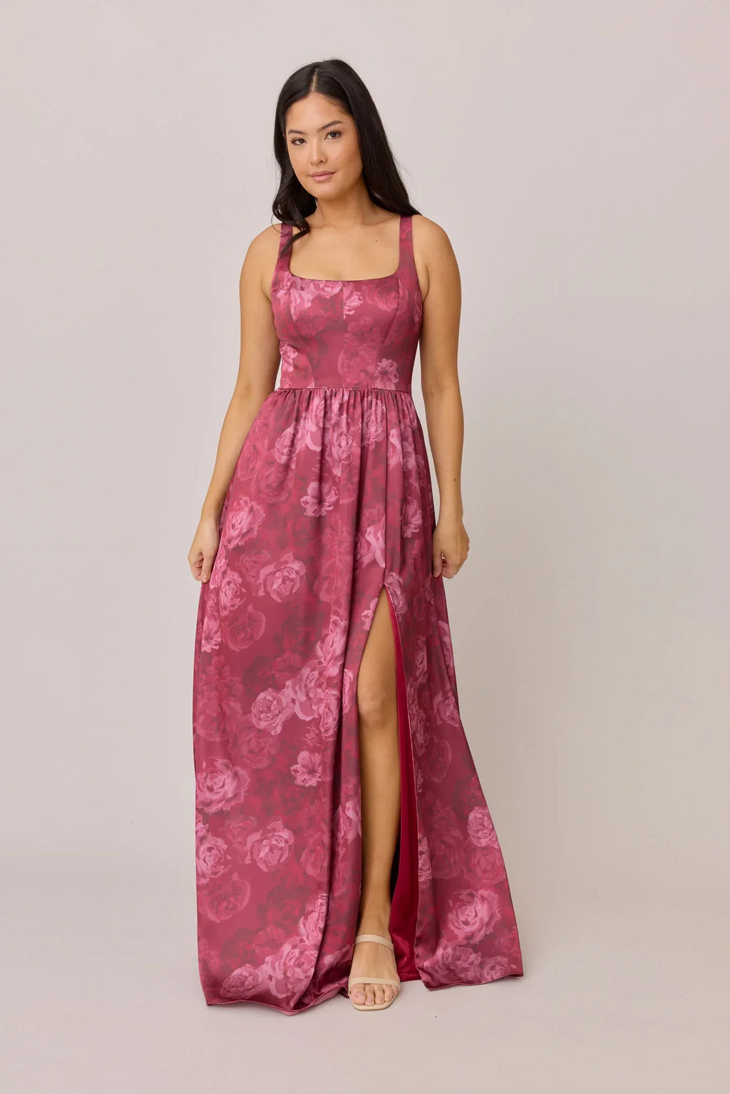 Satin Floral Print Dress | Made To Order