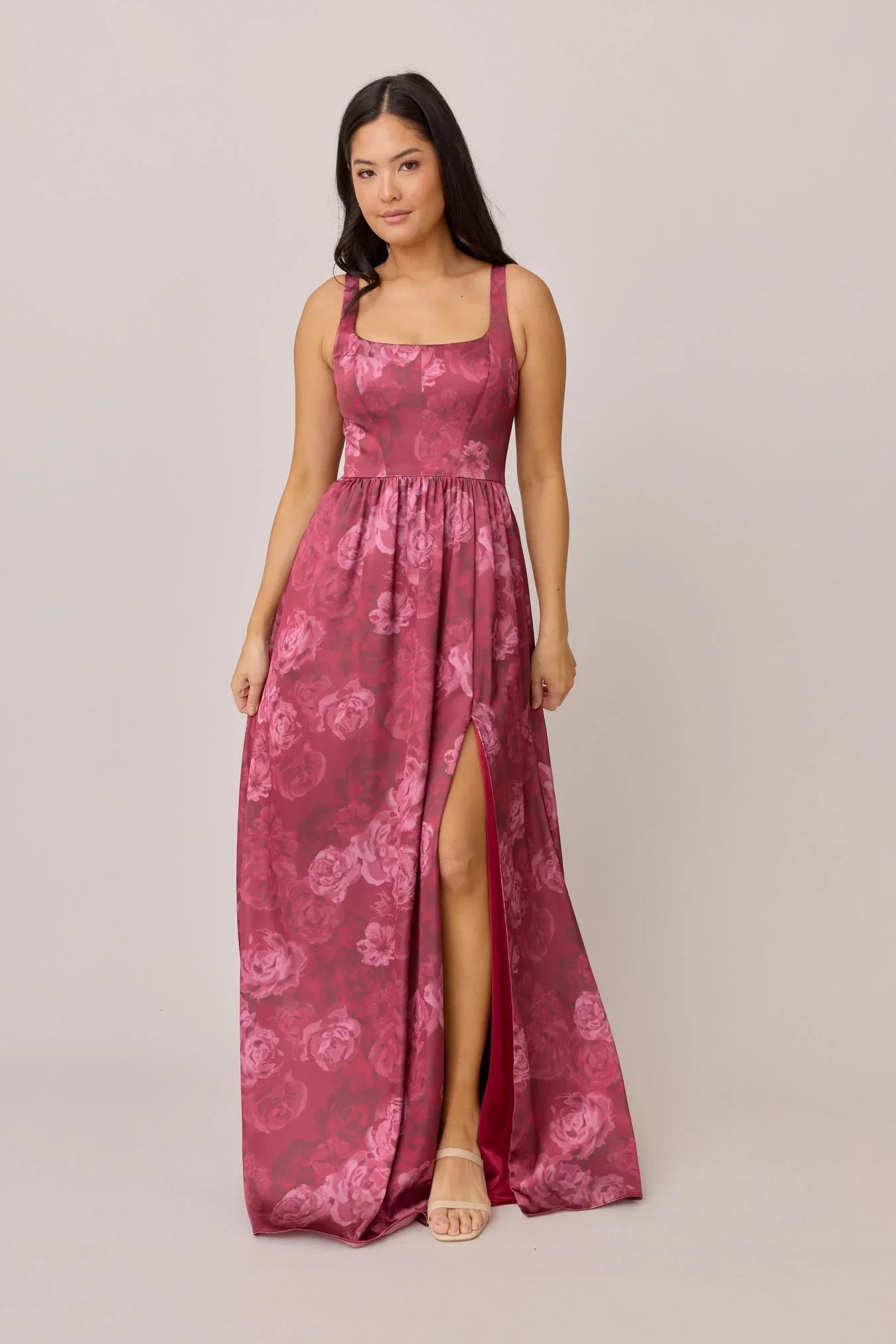 Satin Floral Print Dress | Made To Order