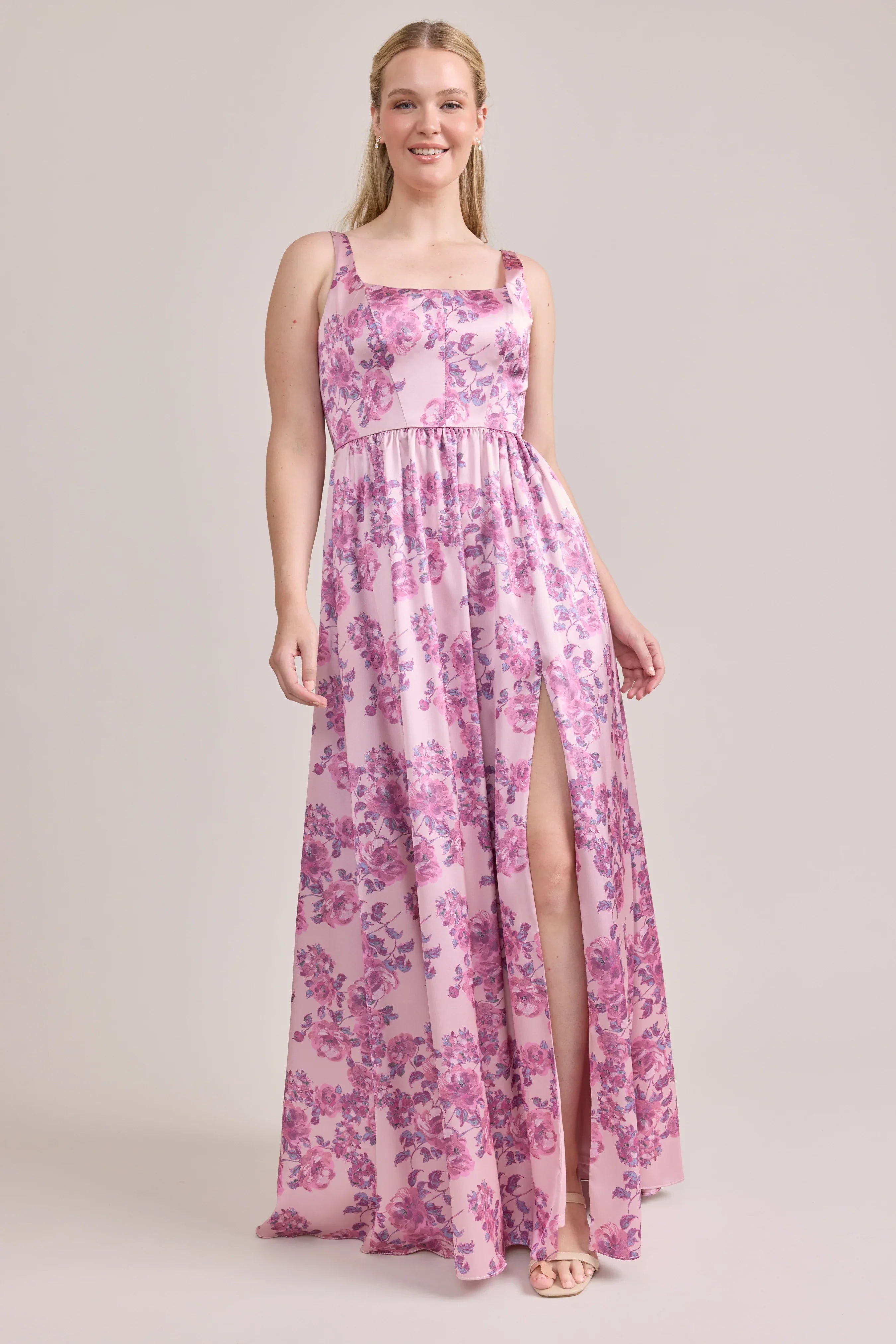 Satin Floral Print Dress | Made To Order