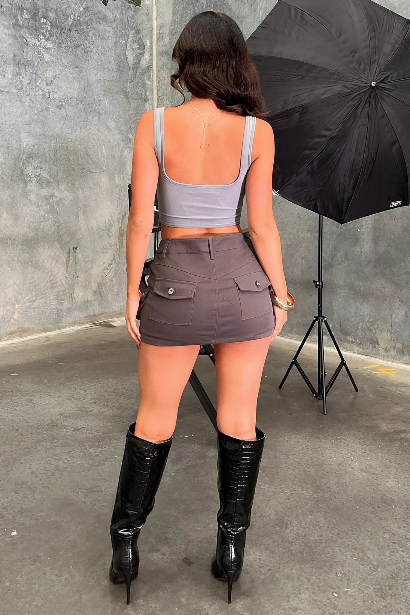 Carmen Cargo Mini Skort - Charcoal