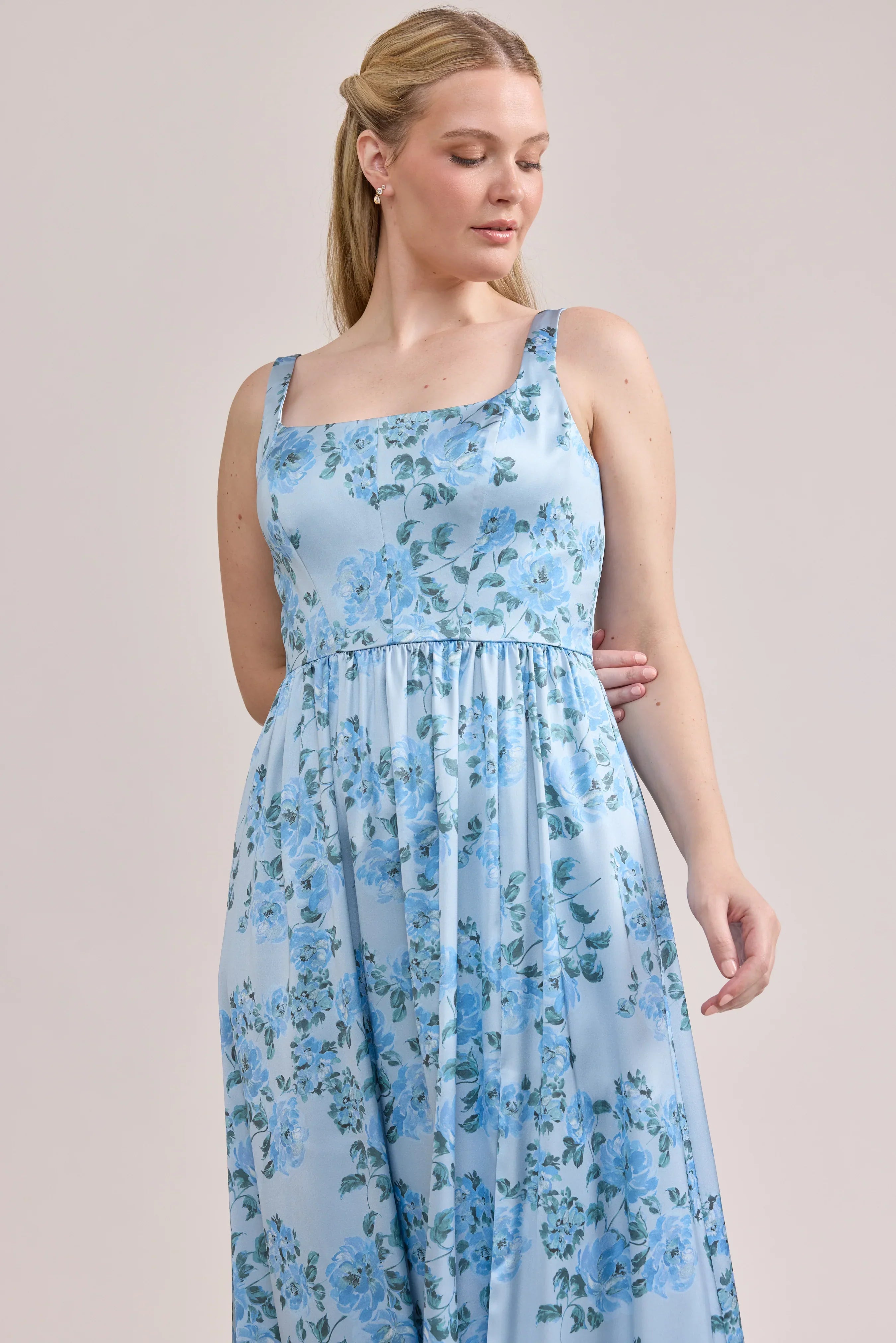 Satin Floral Print Dress | Made To Order