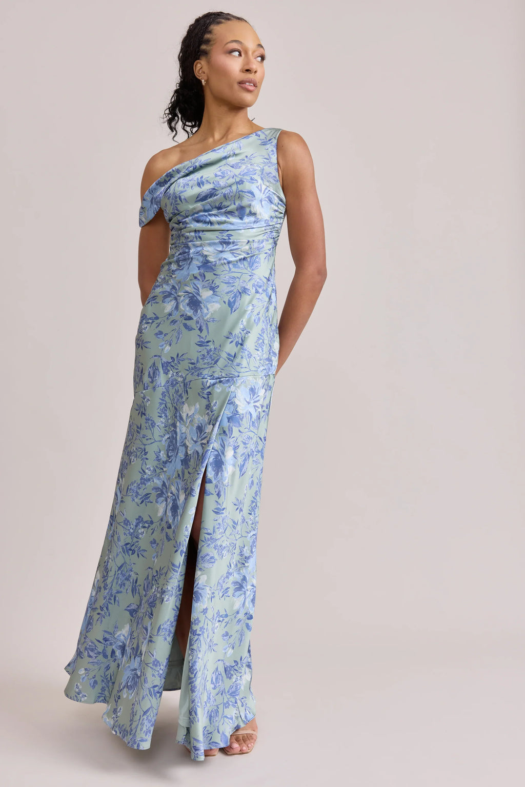 Satin Floral Print Dress | Made To Order