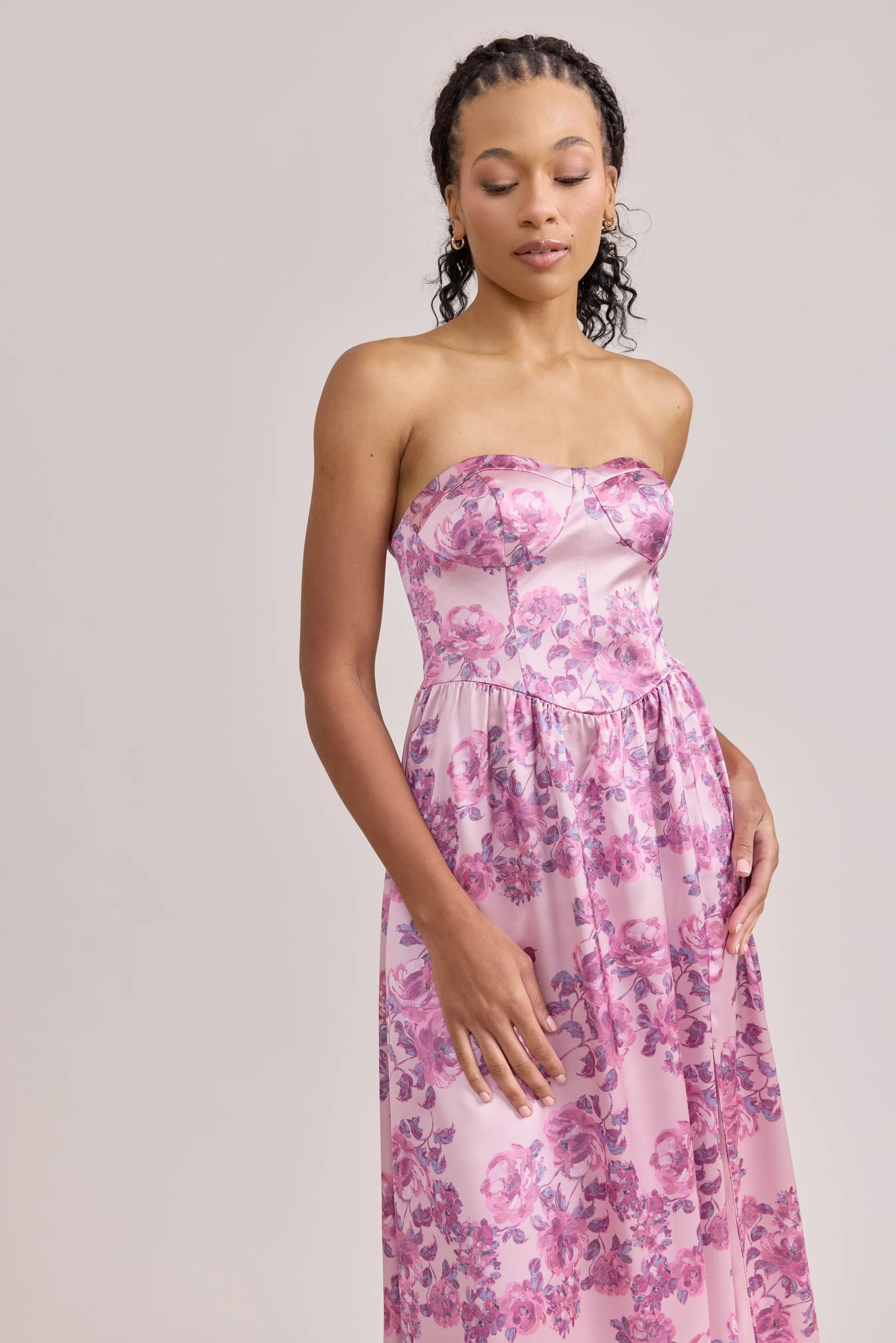 Sydney Satin Floral Print Dress | Made To Order