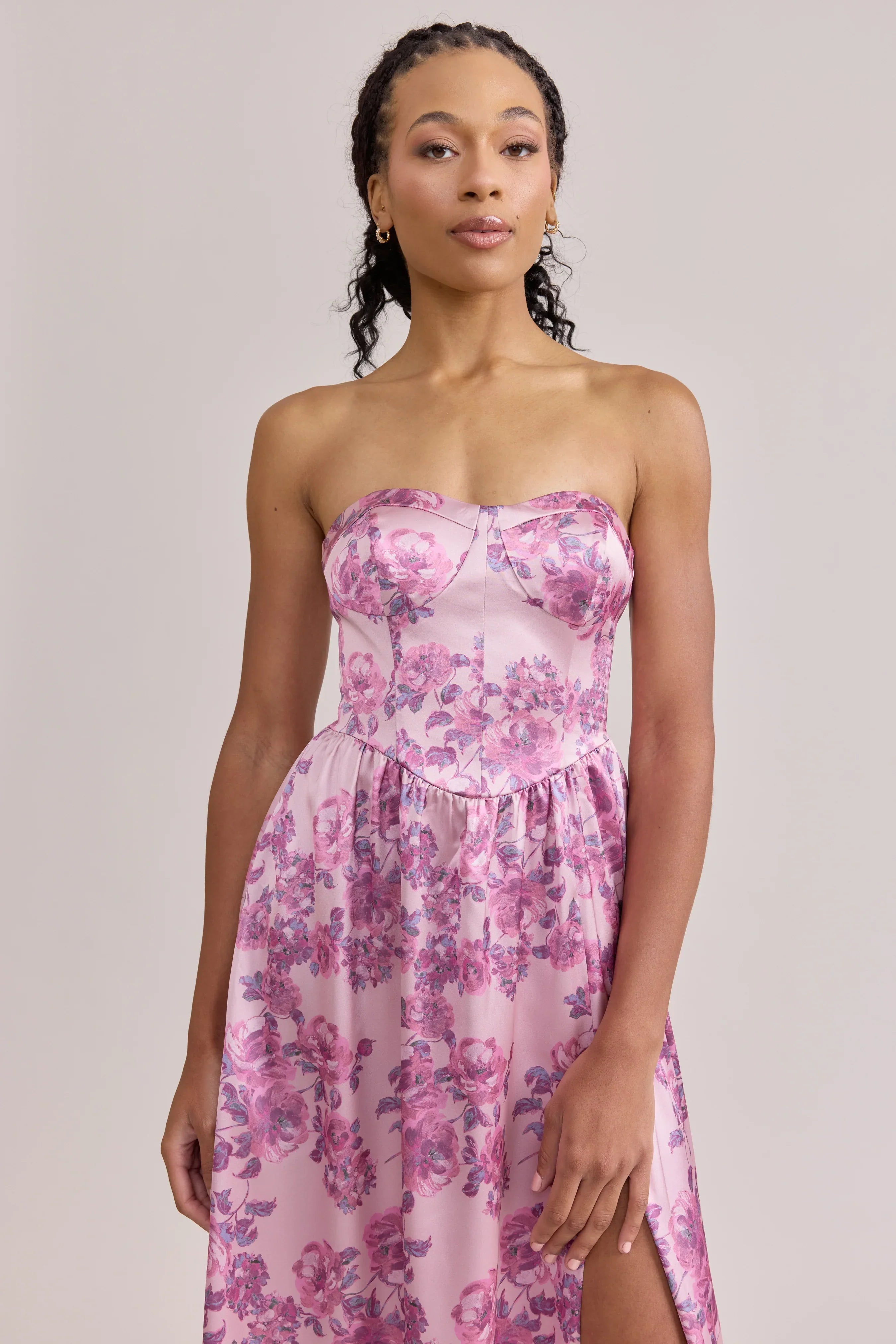 Sydney Satin Floral Print Dress | Made To Order