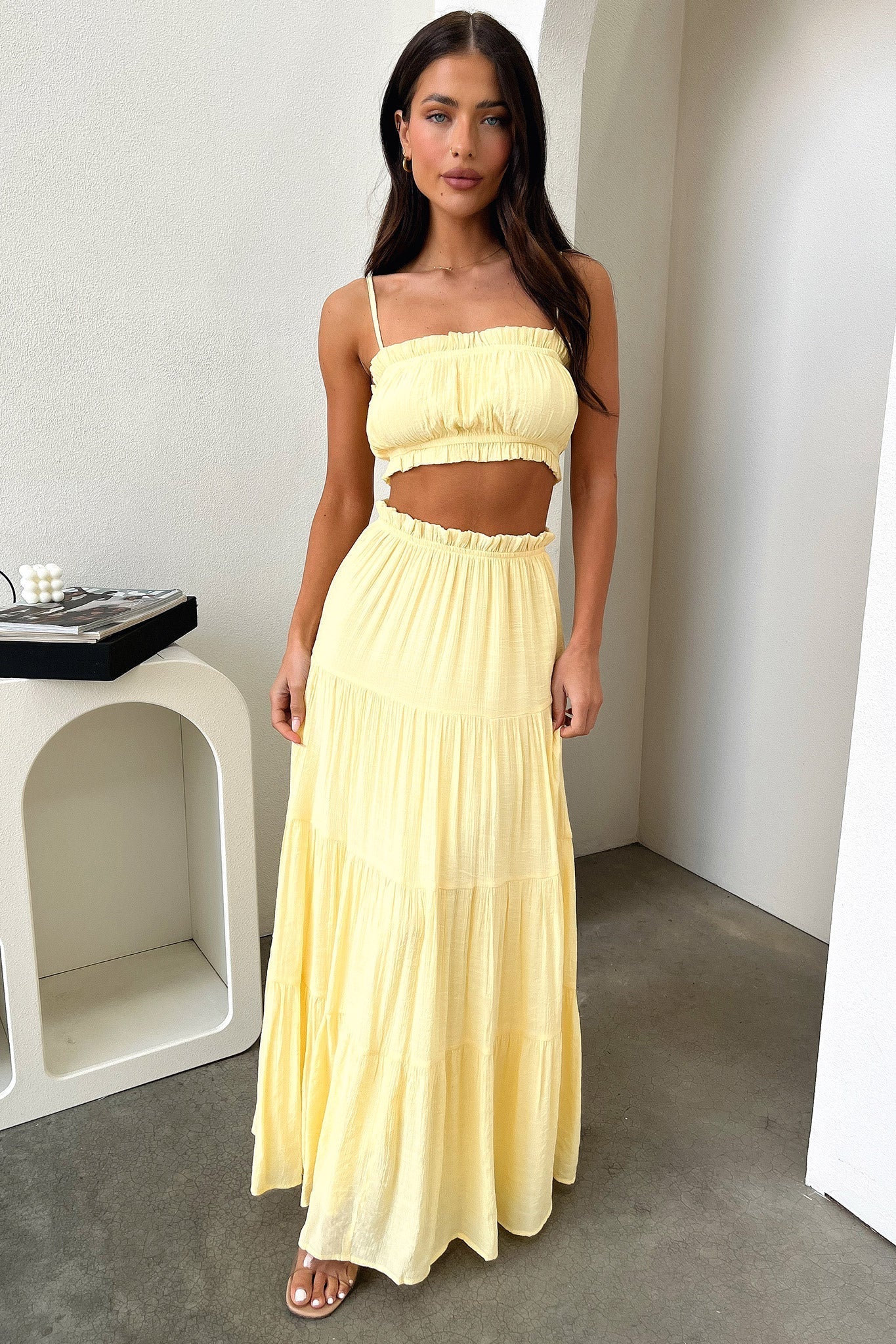 Selina Tiered Maxi Skirt - Yellow