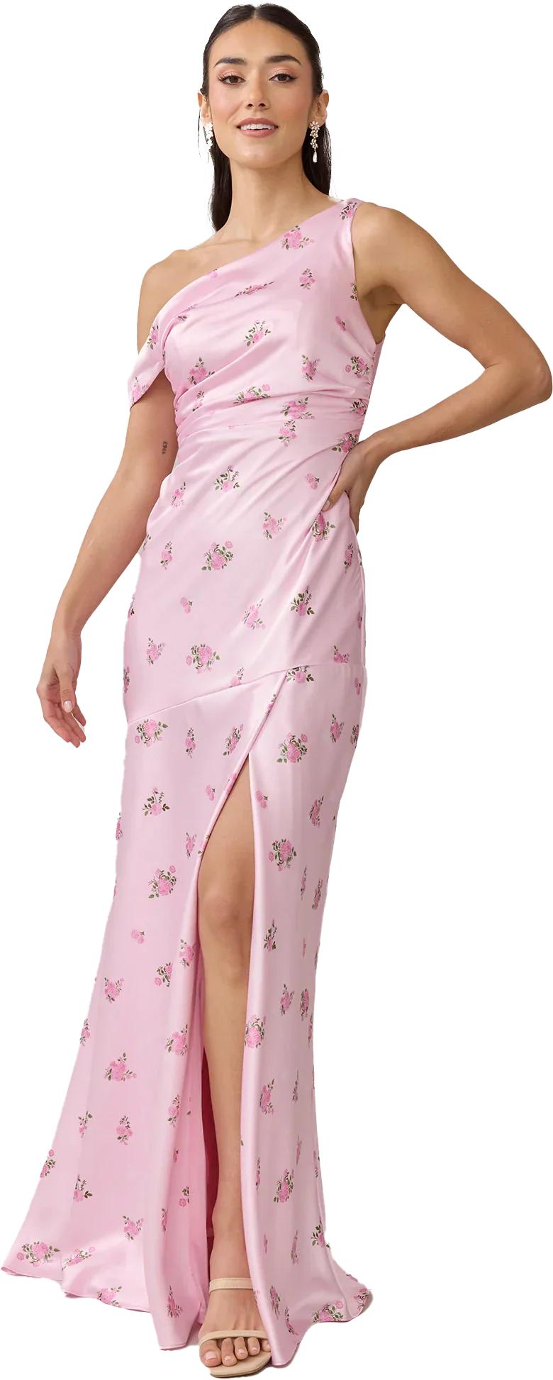 Satin Floral Print Dress | Made To Order