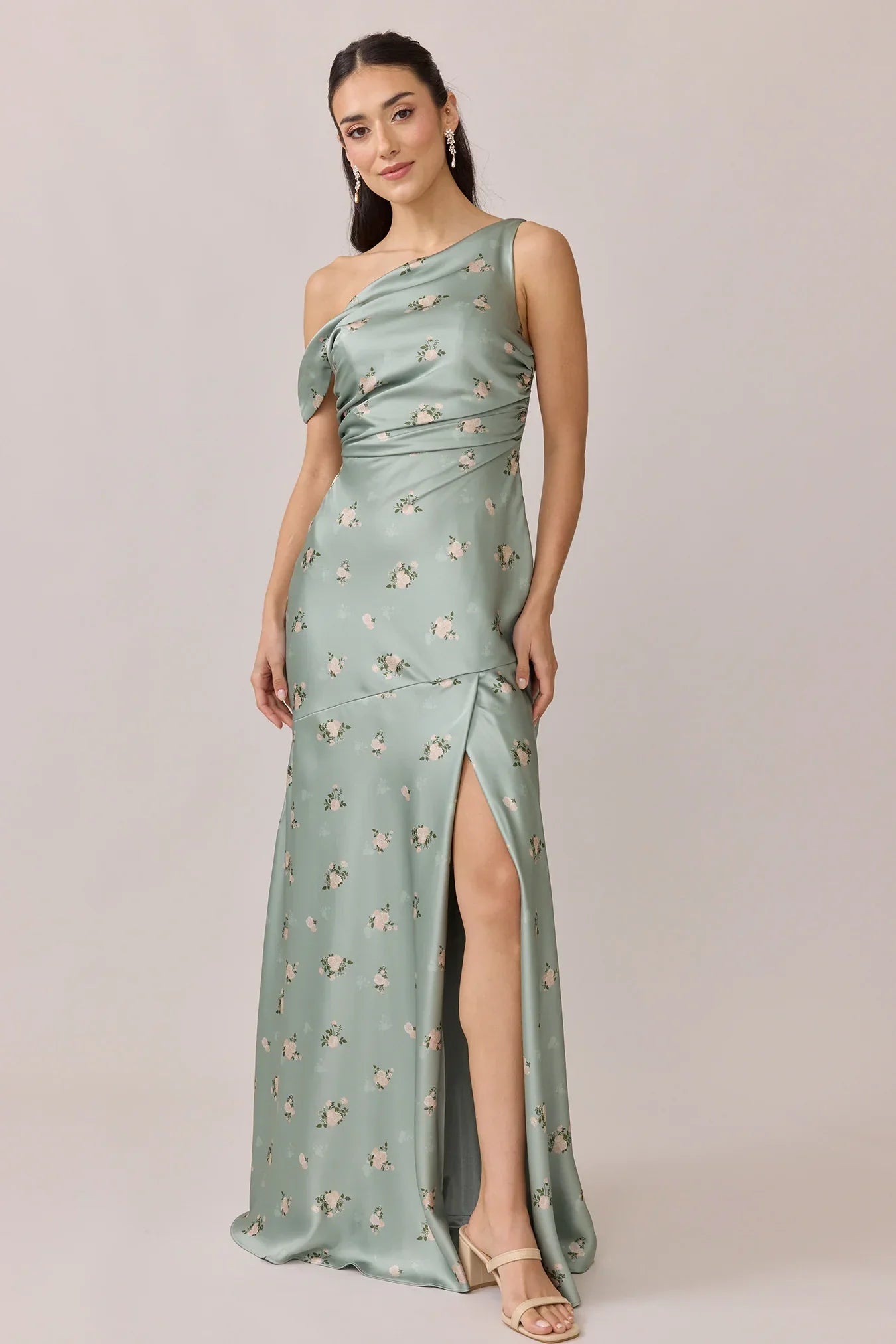 Satin Floral Print Dress | Made To Order