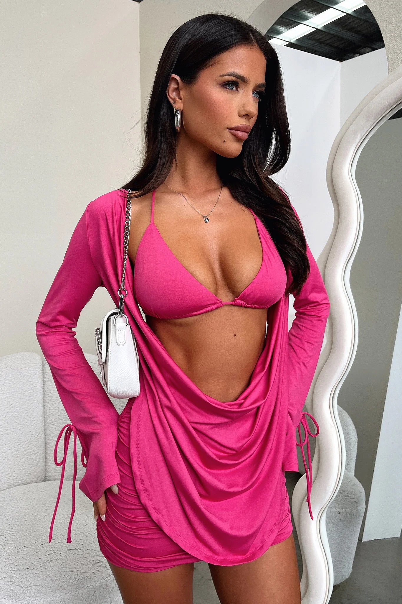 Cardi Mini Skirt - Hot Pink