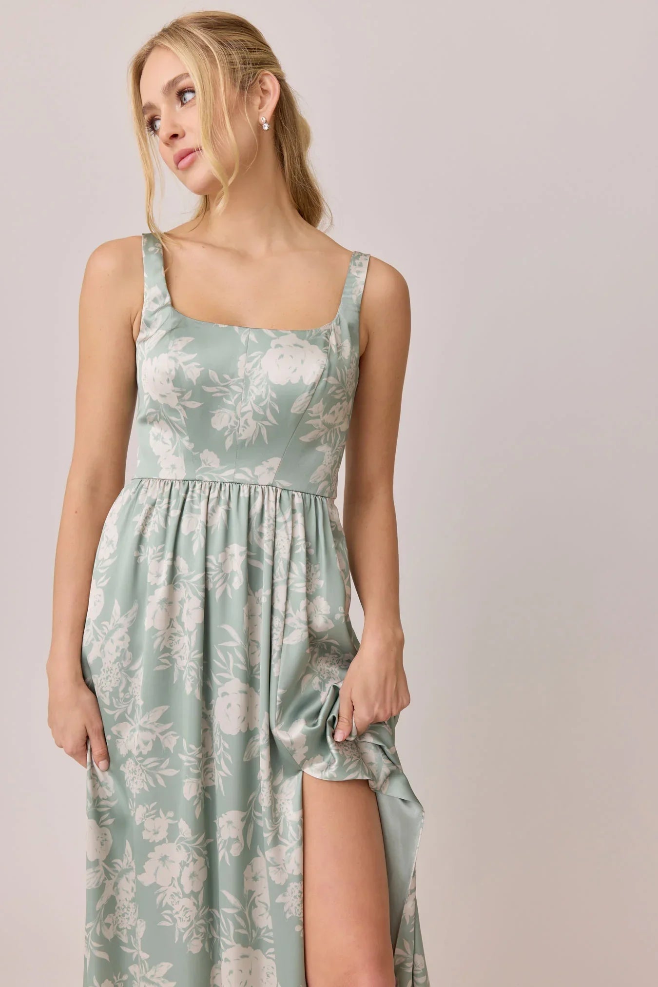 Satin Floral Print Dress | Made To Order