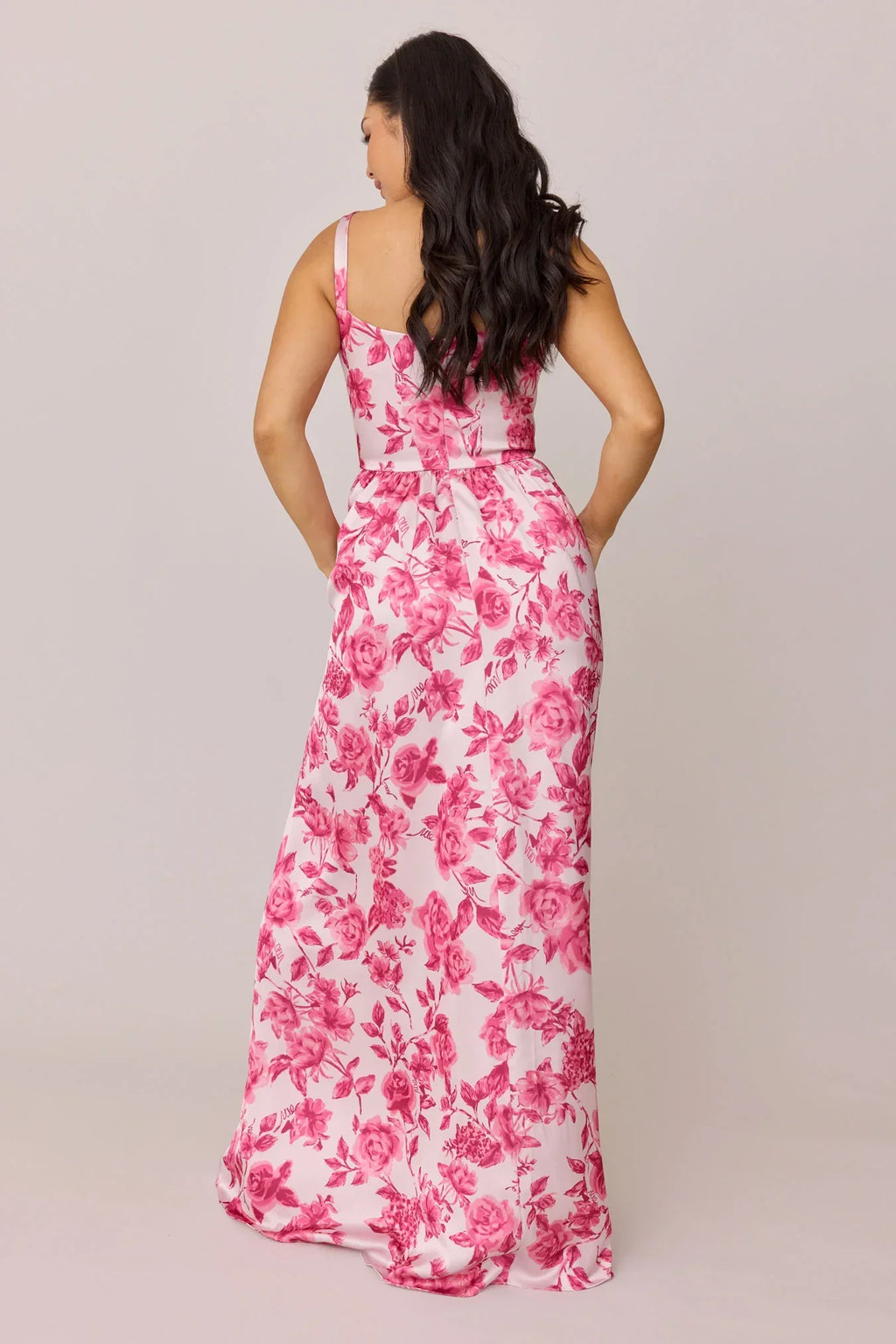 Satin Floral Print Dress | Made To Order