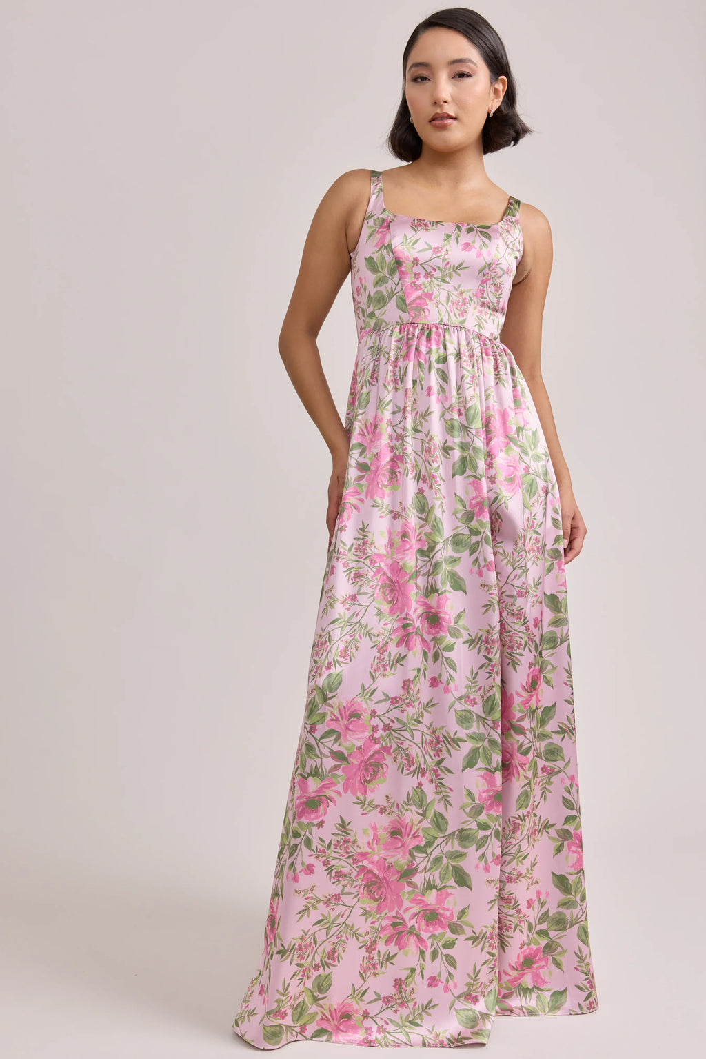 Satin Floral Print Dress | Made To Order