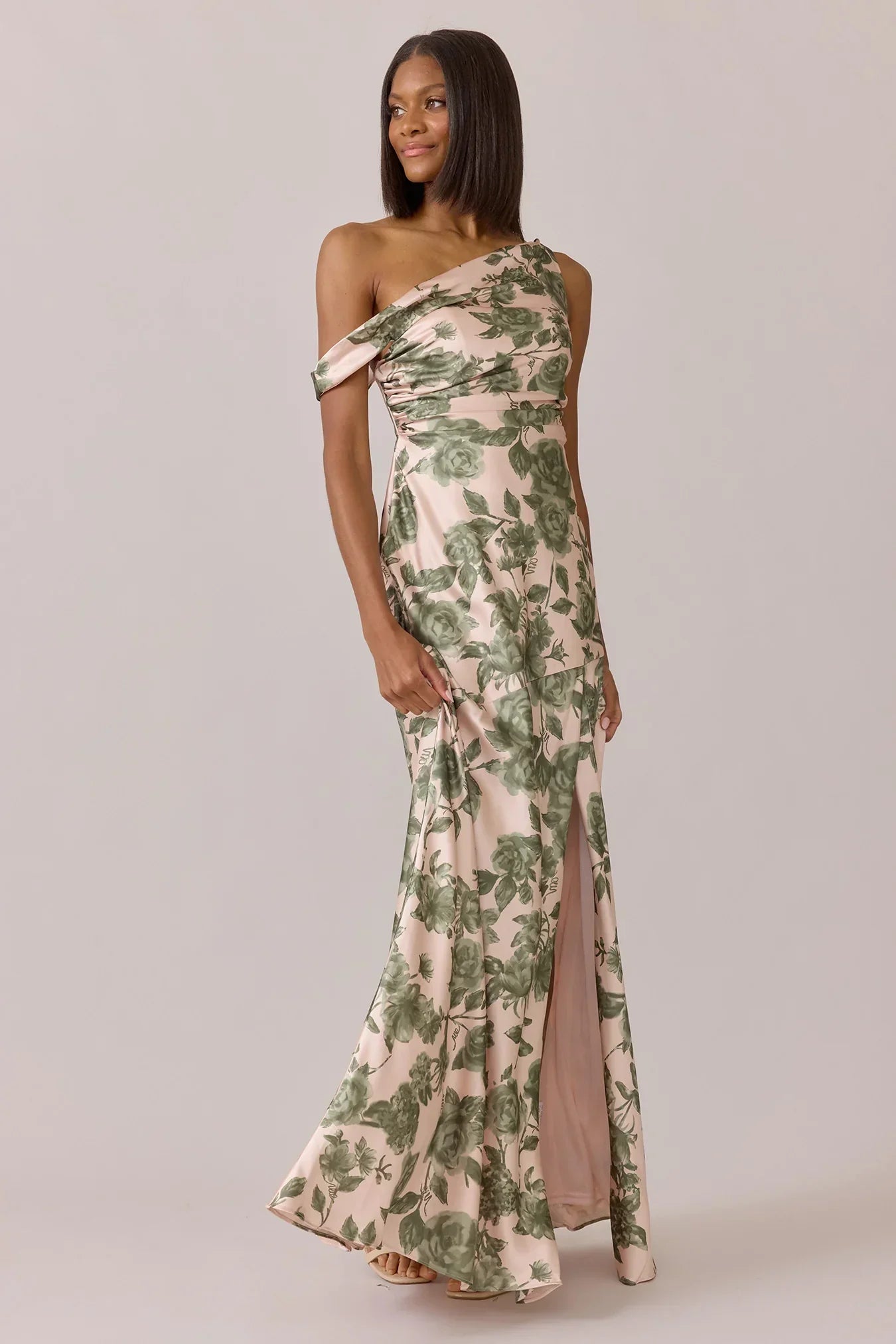 Satin Floral Print Dress | Made To Order
