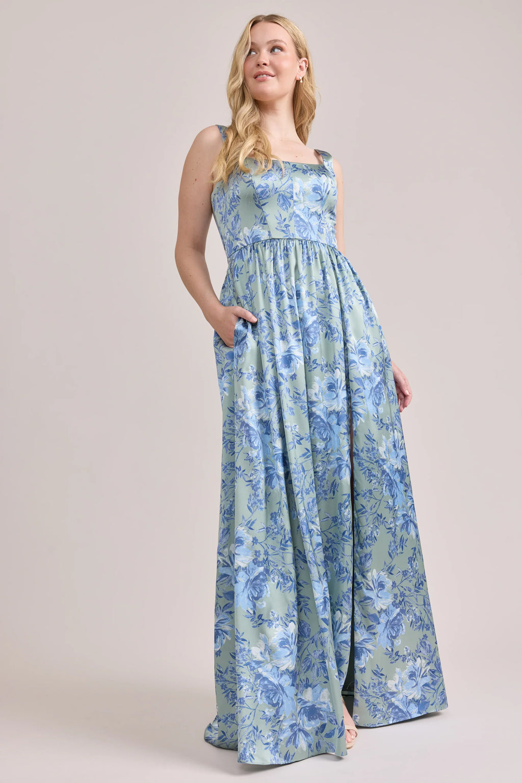 Satin Floral Print Dress | Made To Order