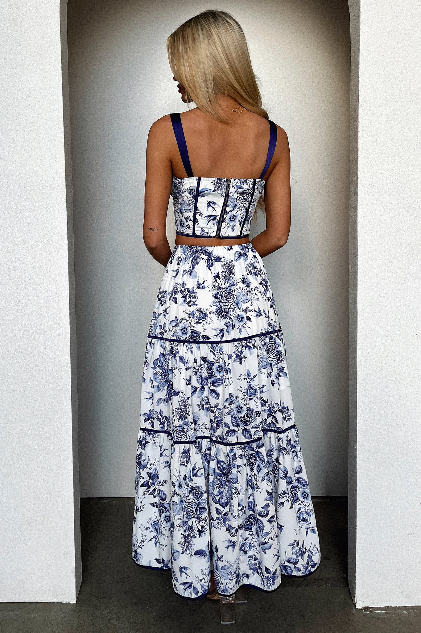 Joy Maxi Skirt - Blue Floral