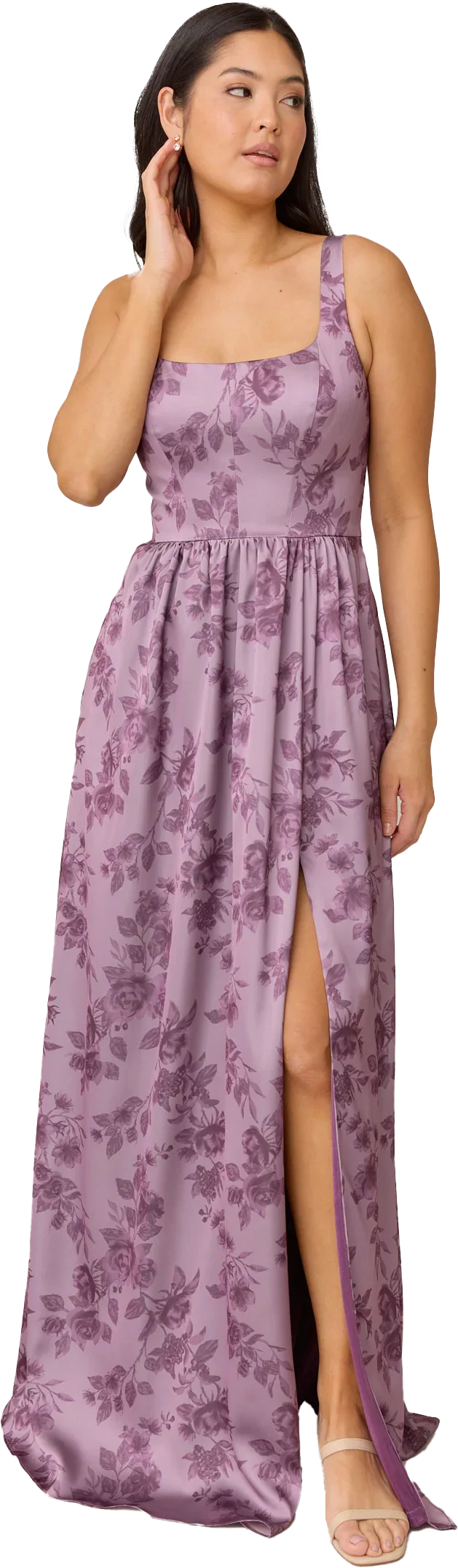 Satin Floral Print Dress | Made To Order