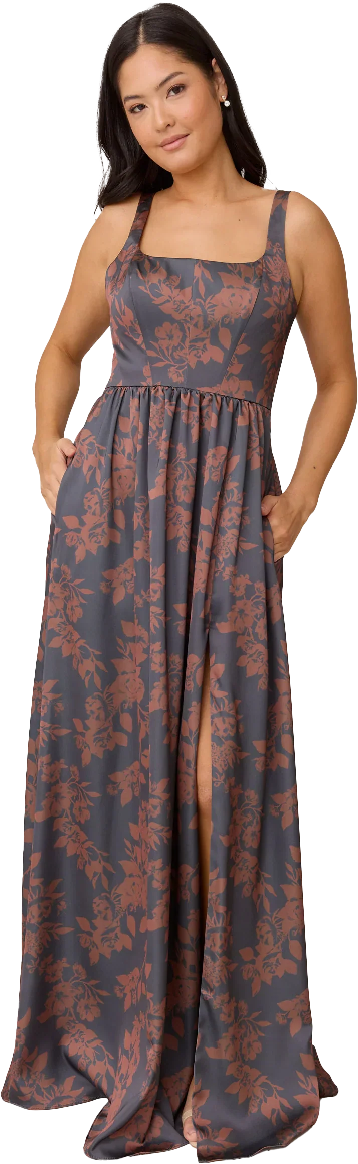 Satin Floral Print Dress | Made To Order