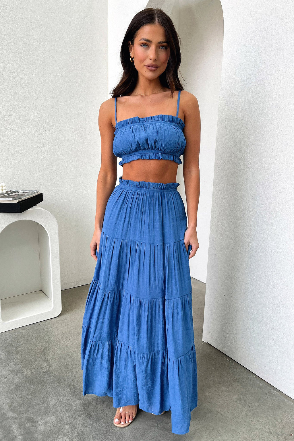 Selina Tiered Maxi Skirt - Royal Blue