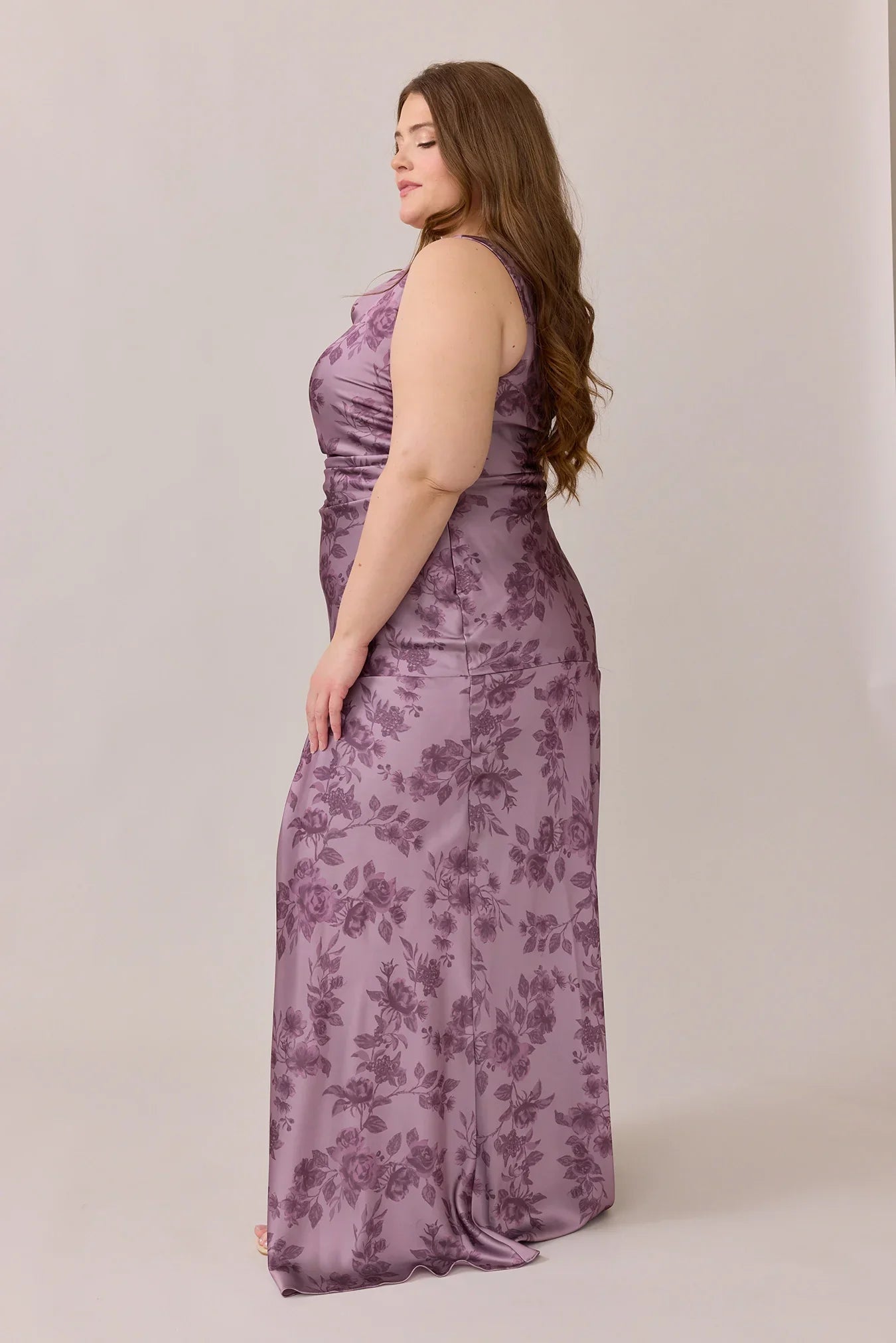Satin Floral Print Dress | Made To Order